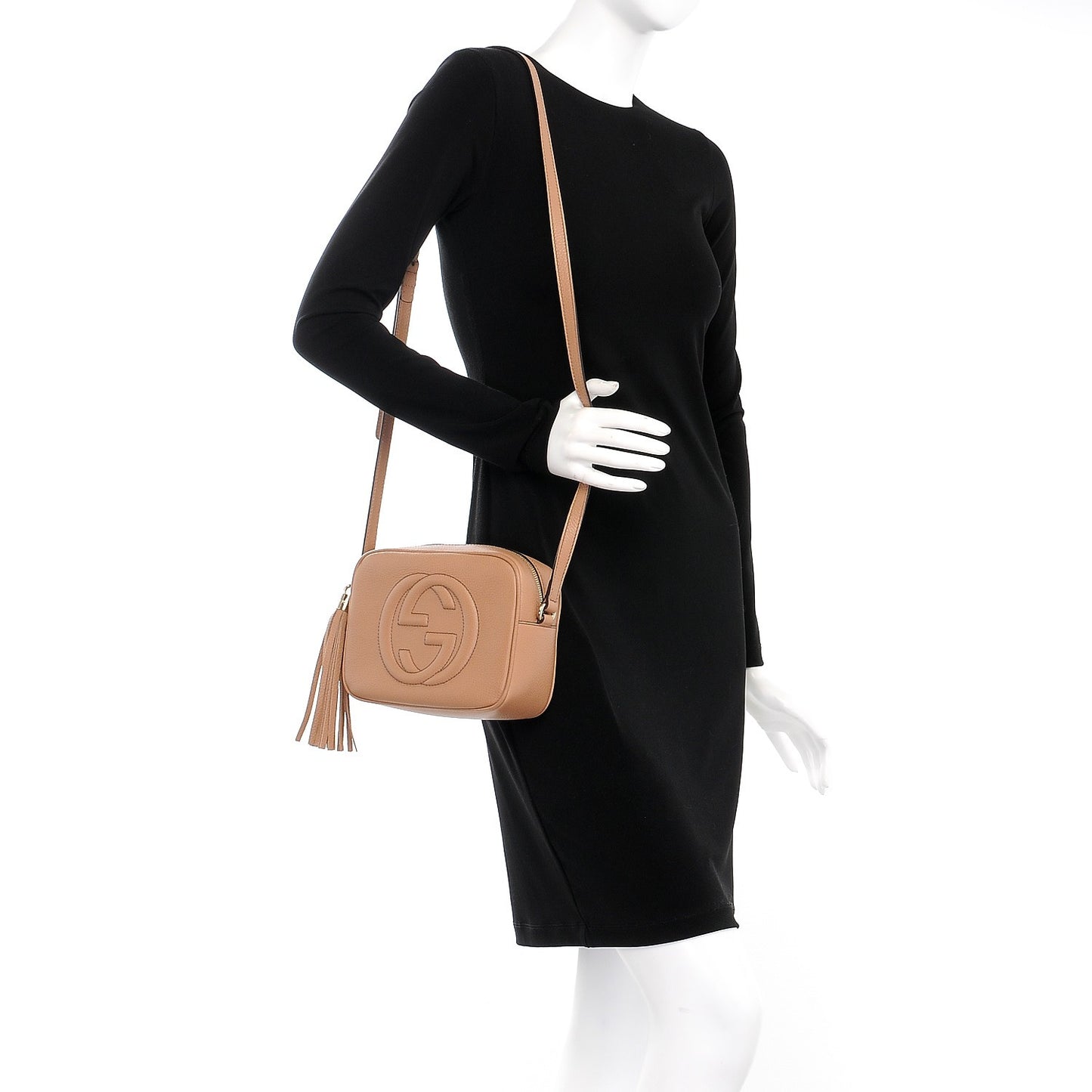 Pebbled Calfskin Small Soho Disco Bag Rose Beige