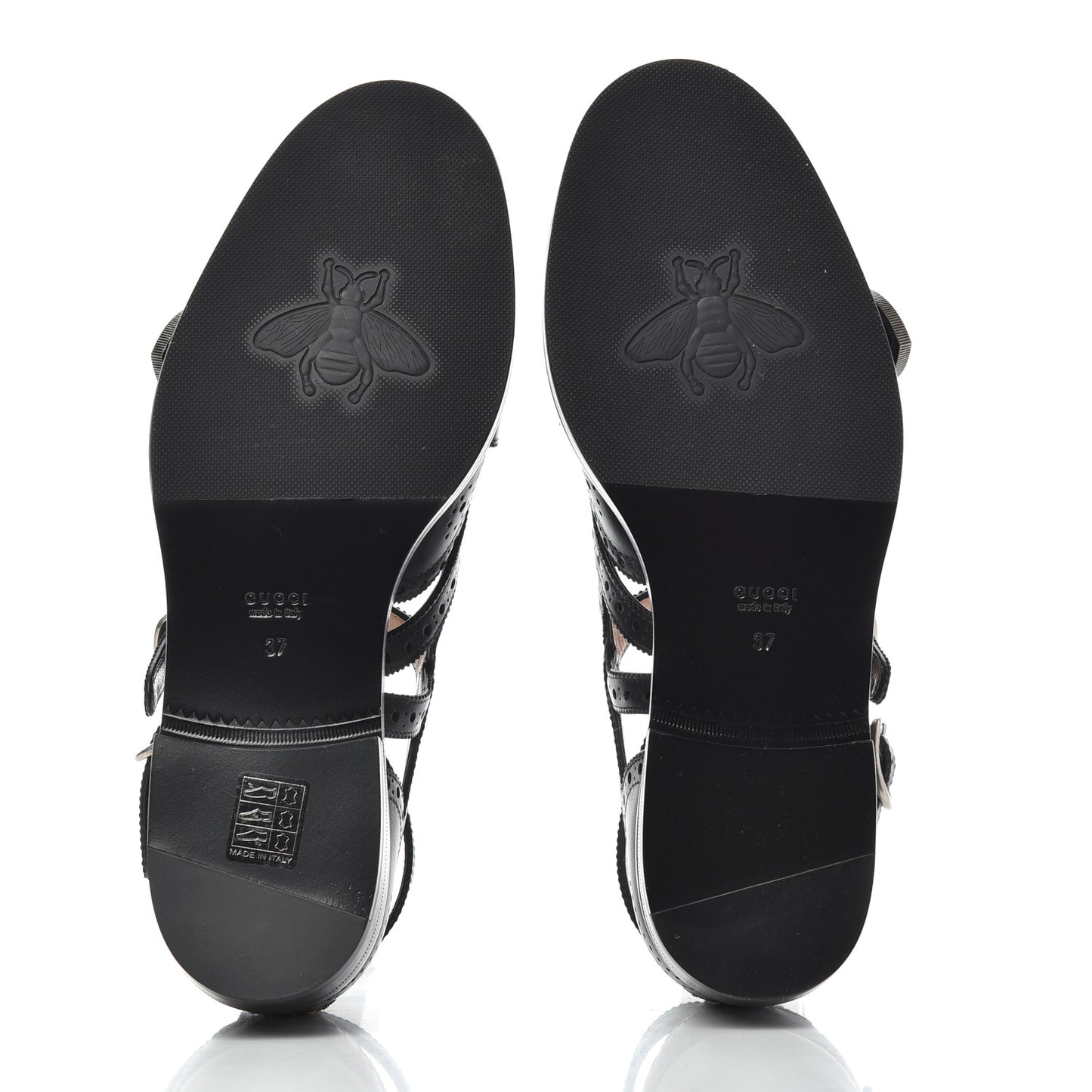 Calfskin Bee Embroidered Womens Queercore Brogue Wingtip Monk Strap Loafers 37 Black