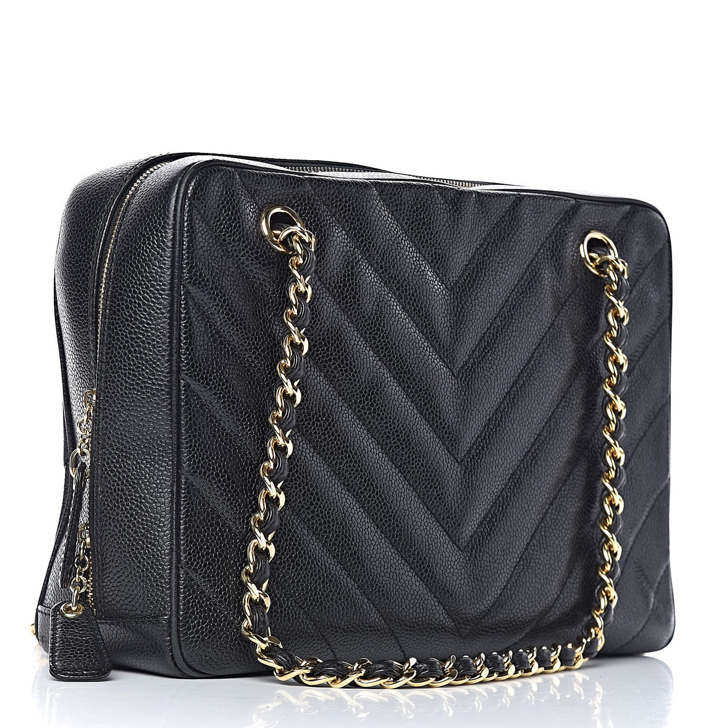 Caviar Chevron Quilted Camera Case Black