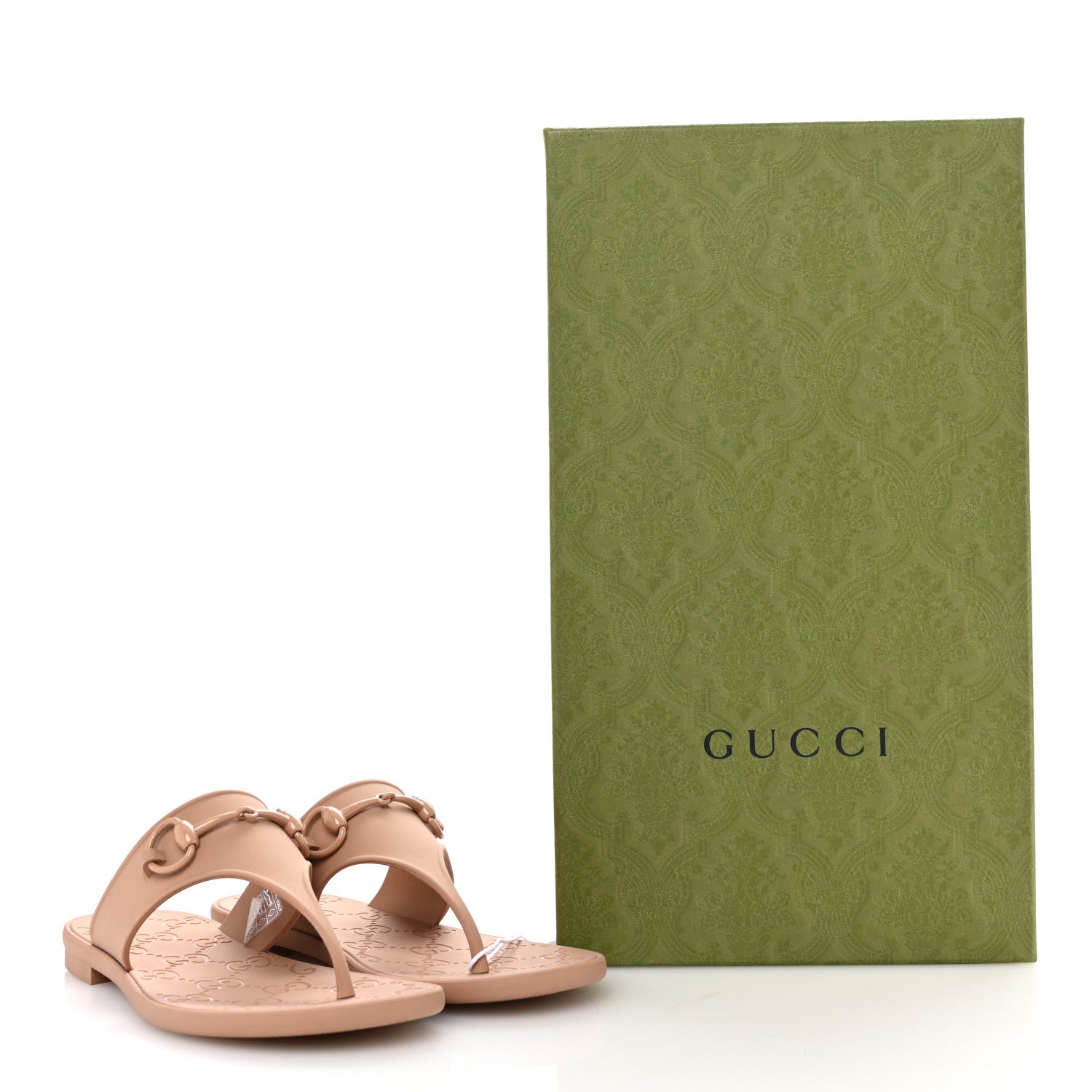 Gucci Rubber Womens Horsebit Thong Sandals 37 Vintage Camel 9 of 9
