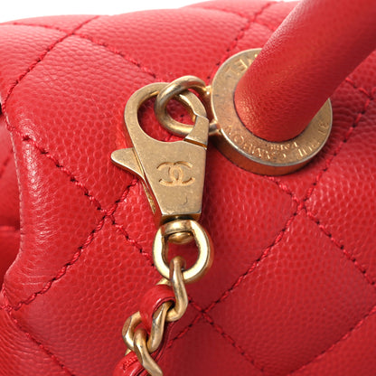 Chanel Caviar Quilted Mini Coco Handle Flap Red 12 of 15