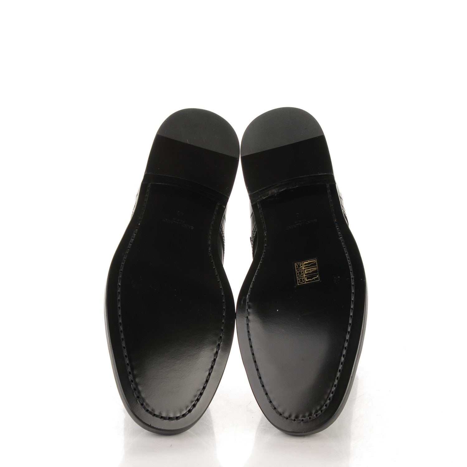 Saint Laurent Smooth Calfskin Studded Strap Rangers Boots 40 Black 5 of 9