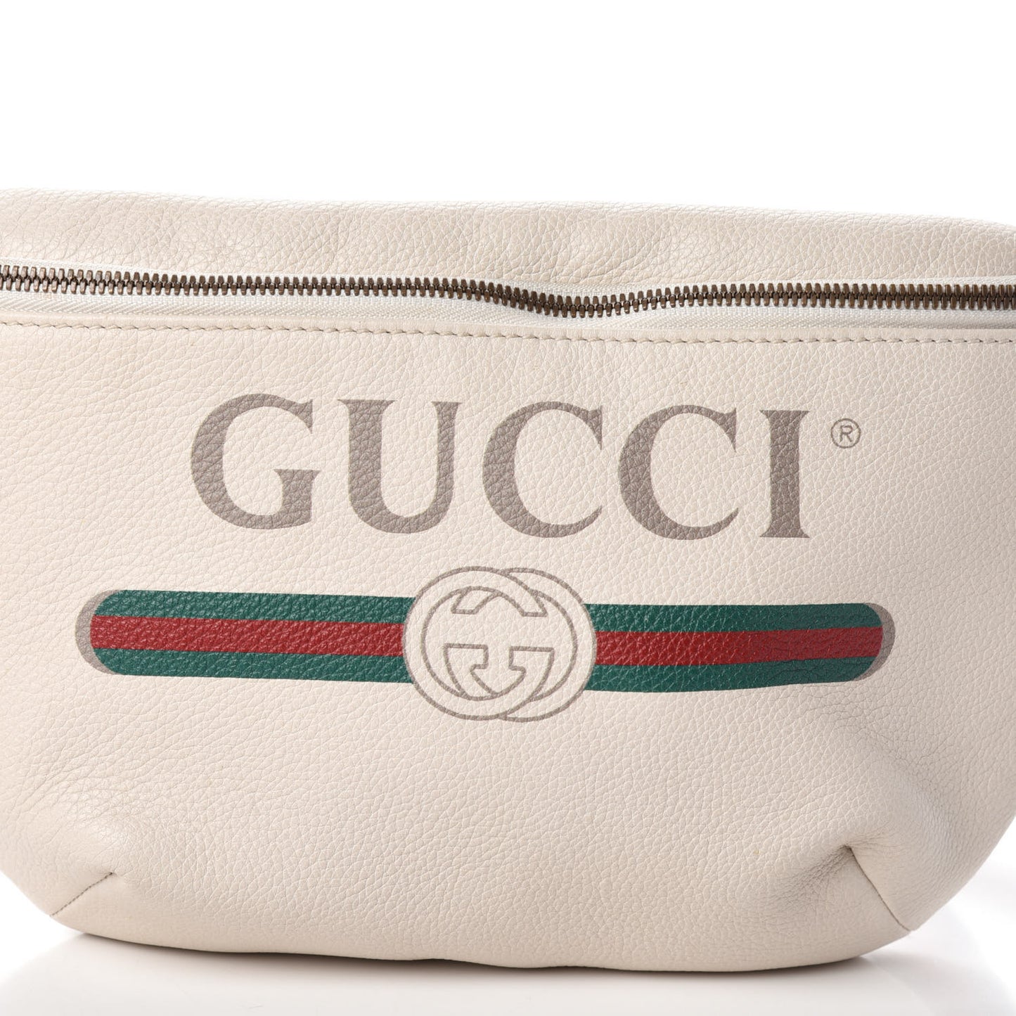 Grained Calfskin Logo Belt Bag White