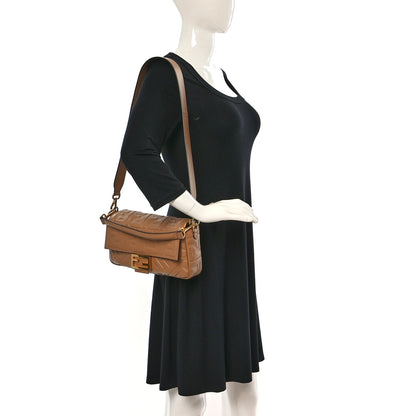 Fendi Nappa FF 1974 Embossed Baguette Miele Scuro 2 of 9