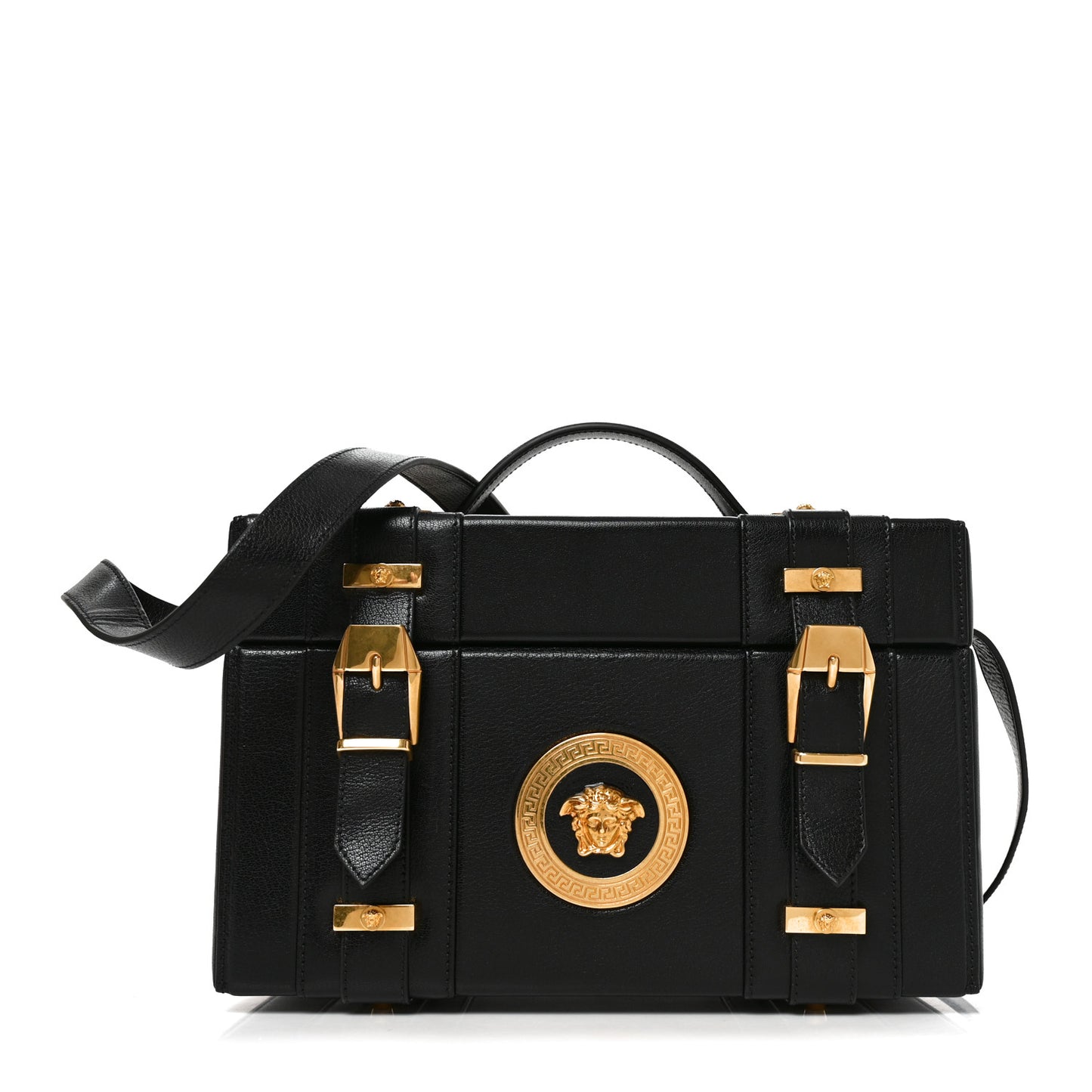 Calfskin Medusa Vanity Train Case Black