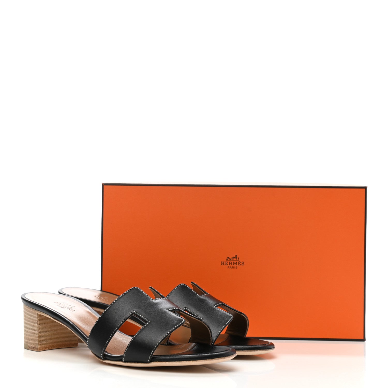 Hermes Calfskin Oasis Sandals 38 Black 9 of 9