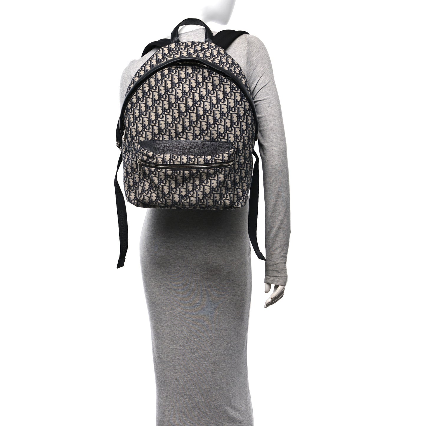 Oblique Calfskin Rider Backpack Beige Black