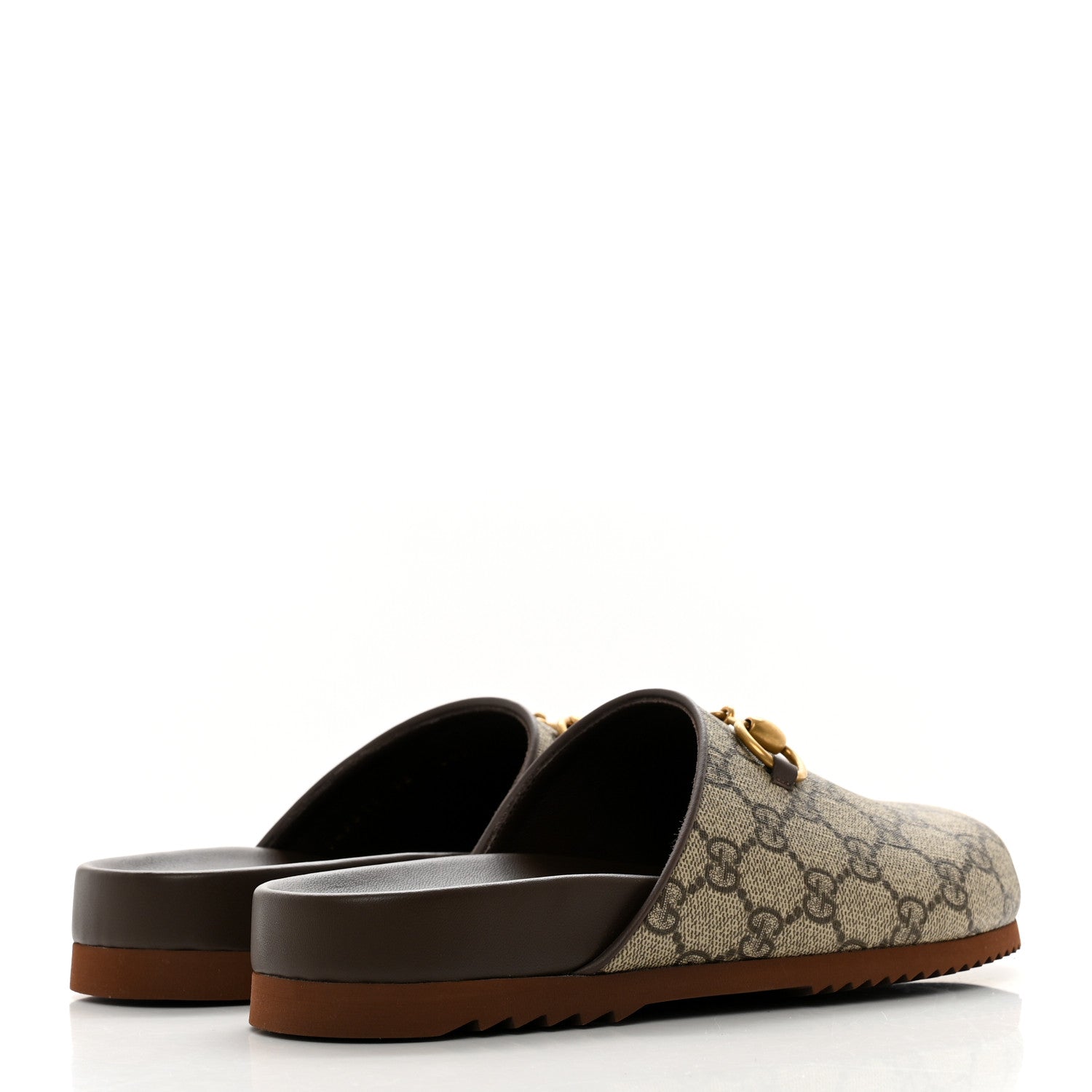 Gucci GG Supreme Monogram Miro Soft Calfskin Womens Horsebit Slippers 38 Beige Ebony New Acero 4 of 9