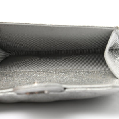 Chanel Metallic Caviar Quilted Flap Card Holder Wallet Silver 5 of 8