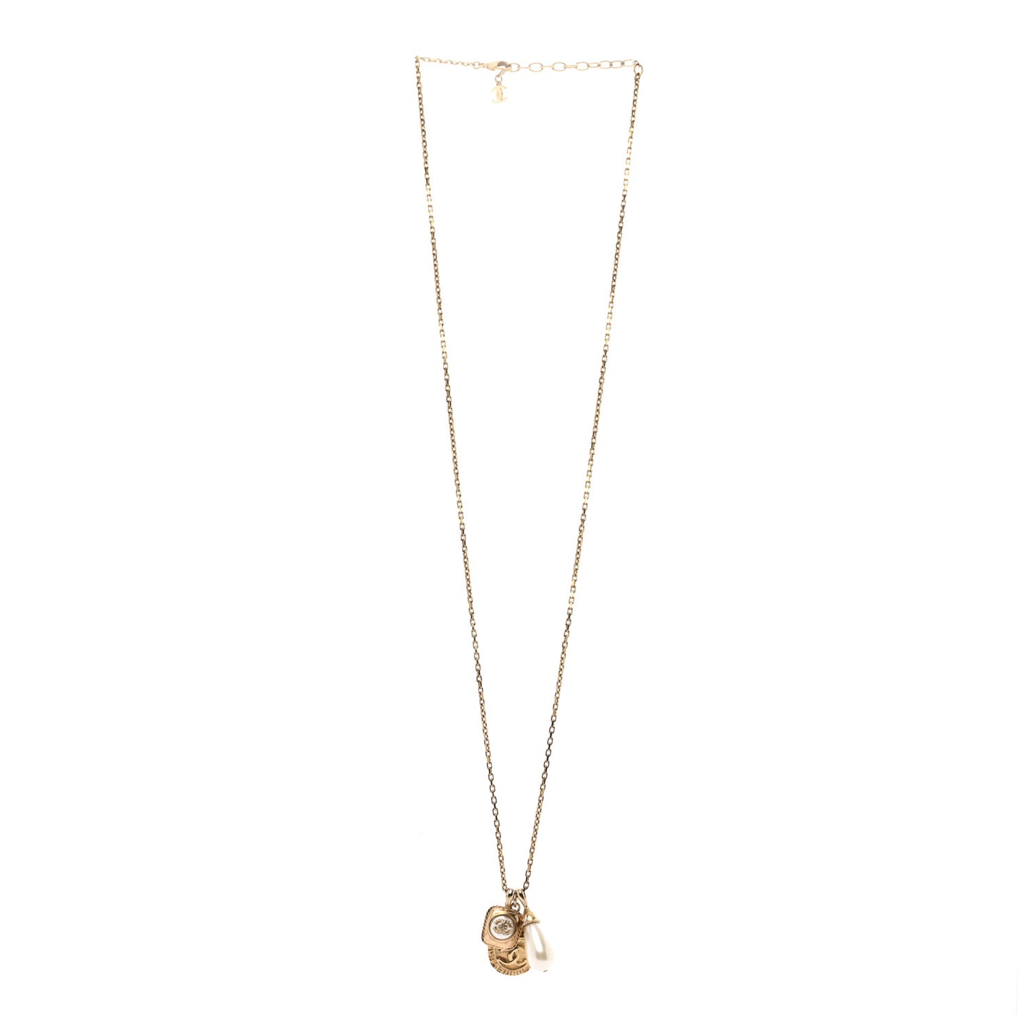 Crystal Pearl Necklace Gold