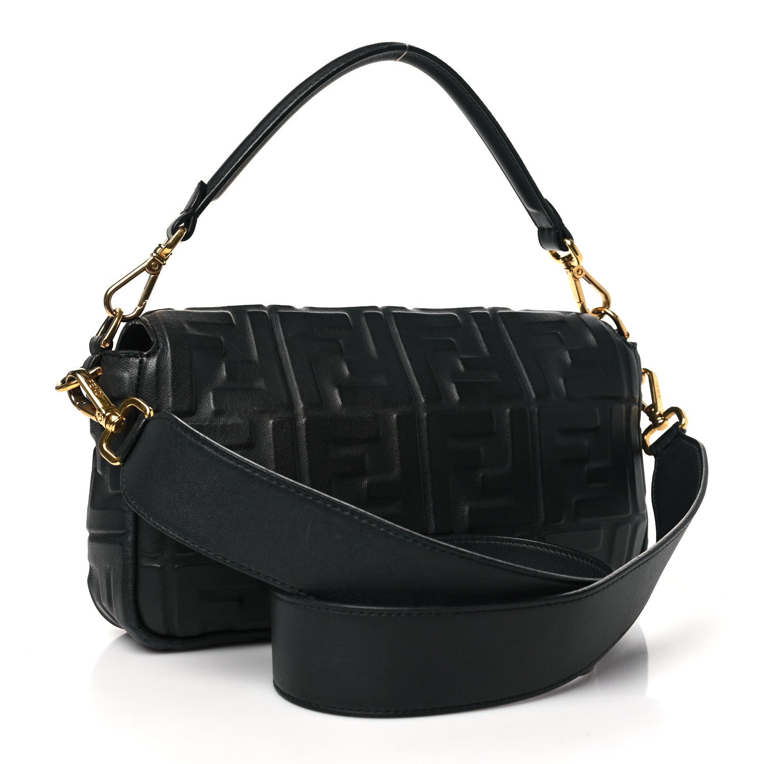 Fendi Nappa FF 1974 Embossed Baguette Black 3 of 13