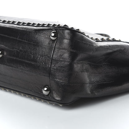 Valentino Garavani Eel Skin Medium Rockstud Tote Black 8 of 10