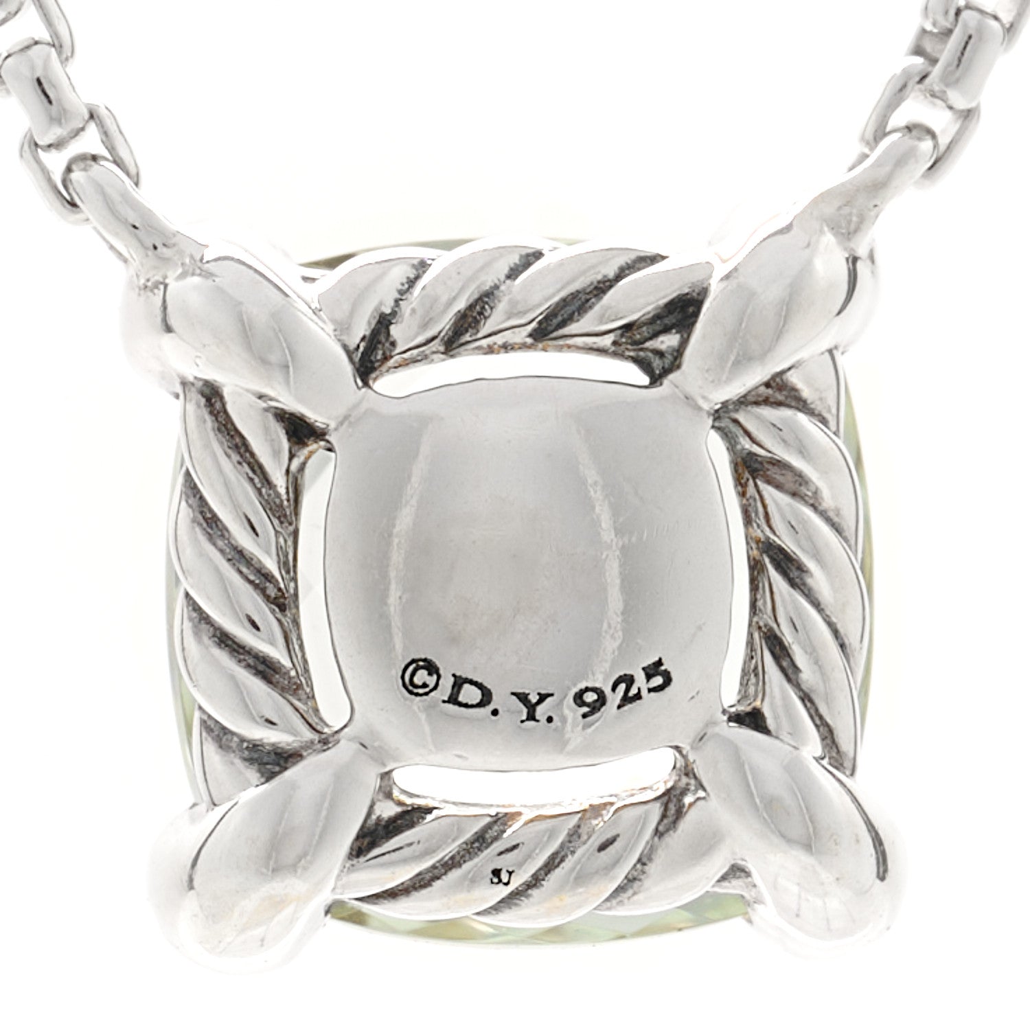 David Yurman Sterling Silver Diamond Prasiolite 9mm Petite Chatelaine Pendant Necklace 4 of 5