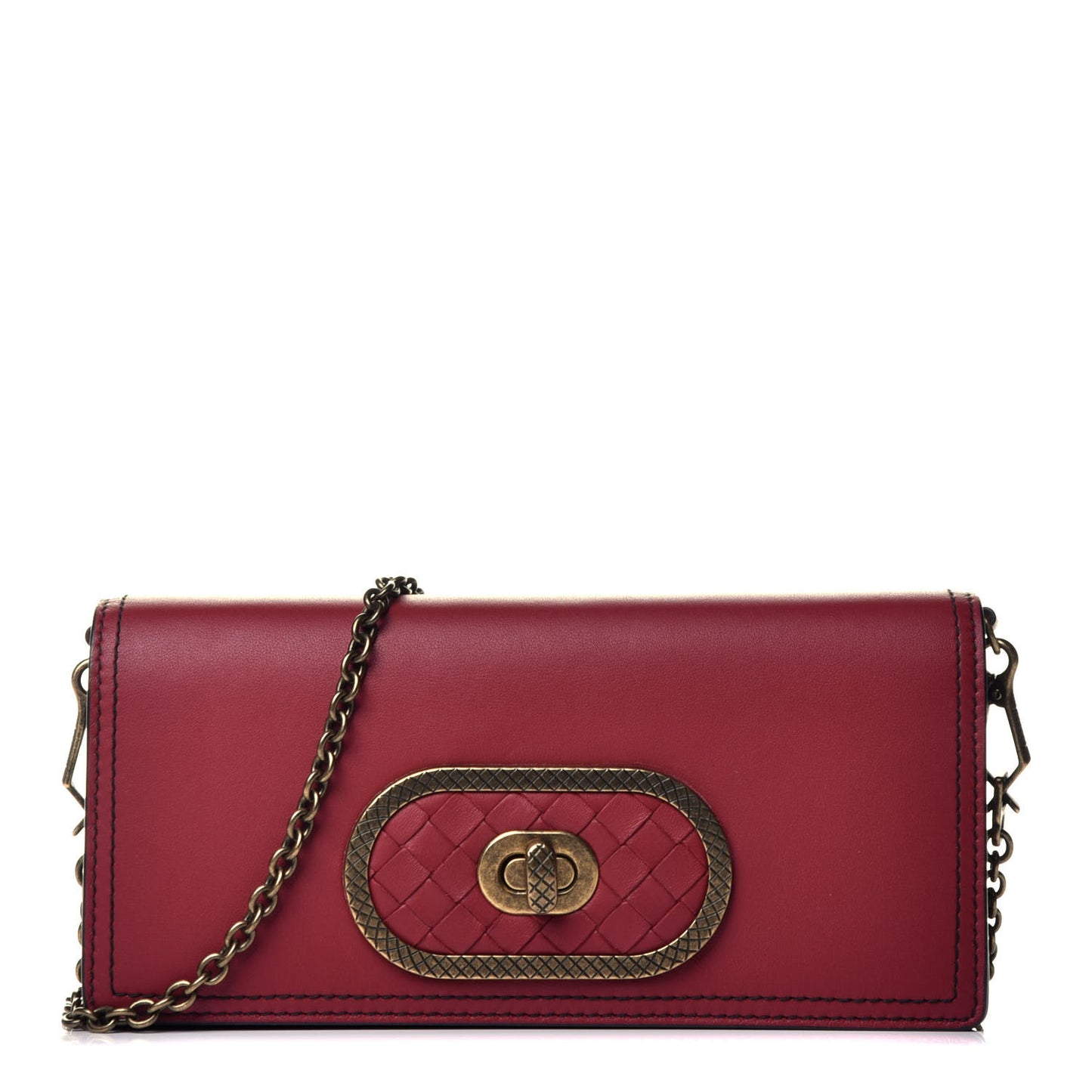 Nappa Intrecciato Ellittica Chain Wallet Baccara Rose