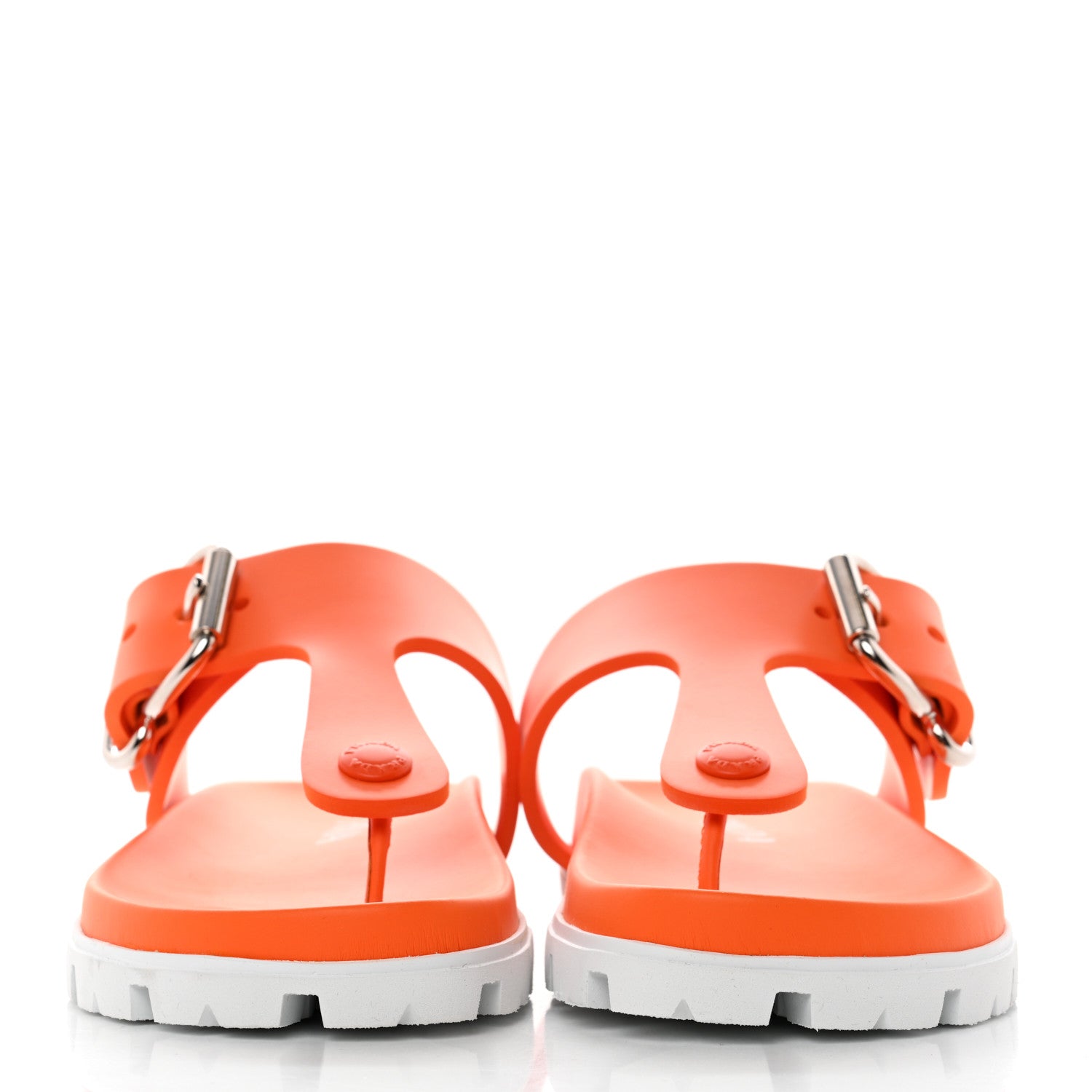 Prada EVA Rubber Buckled Lug Sole 20mm Thong Sandals 35 Papaya 2 of 9