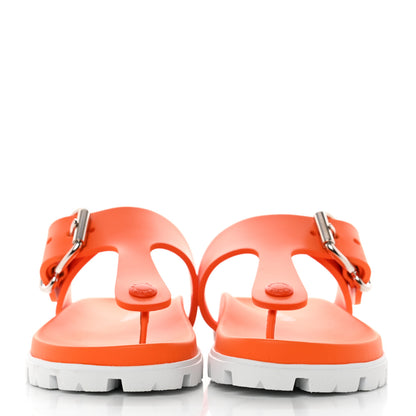 Prada EVA Rubber Buckled Lug Sole 20mm Thong Sandals 35 Papaya 2 of 9