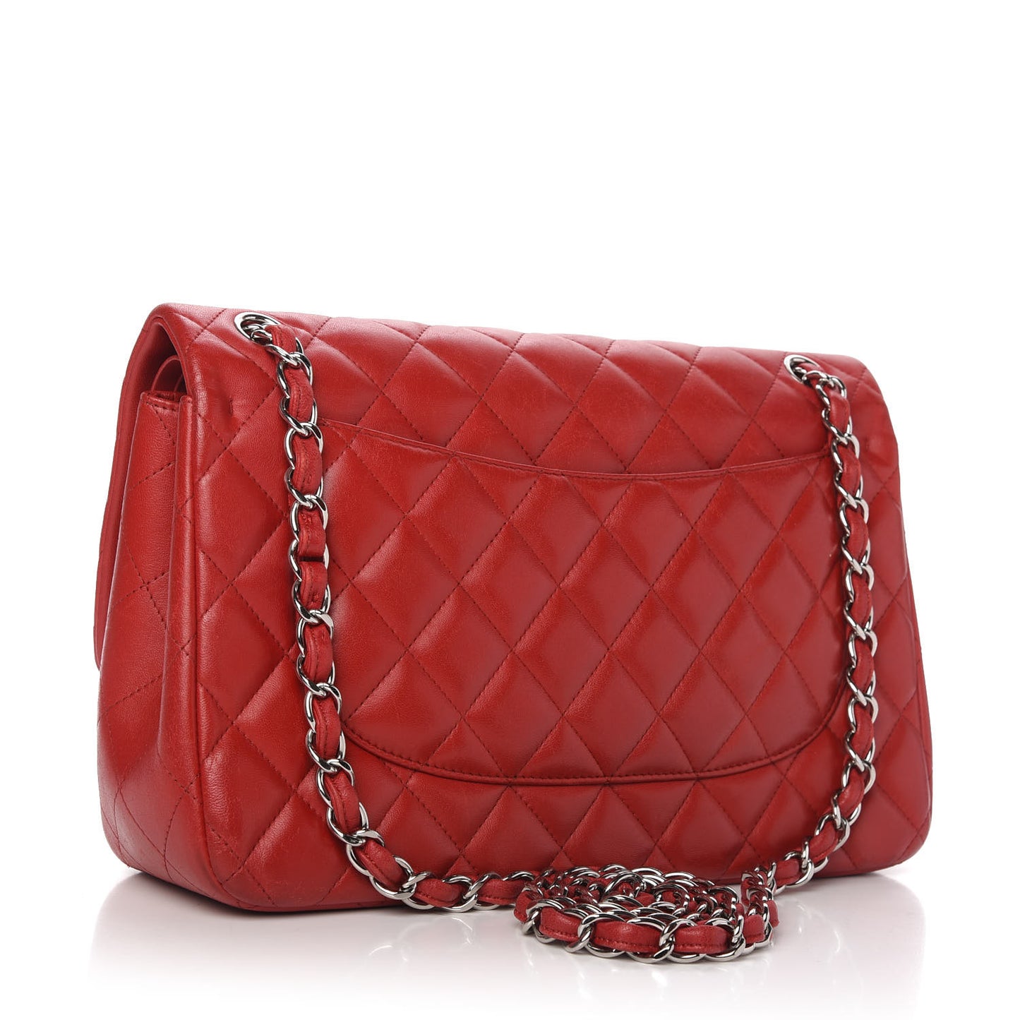 Lambskin Quilted Jumbo Double Flap Red