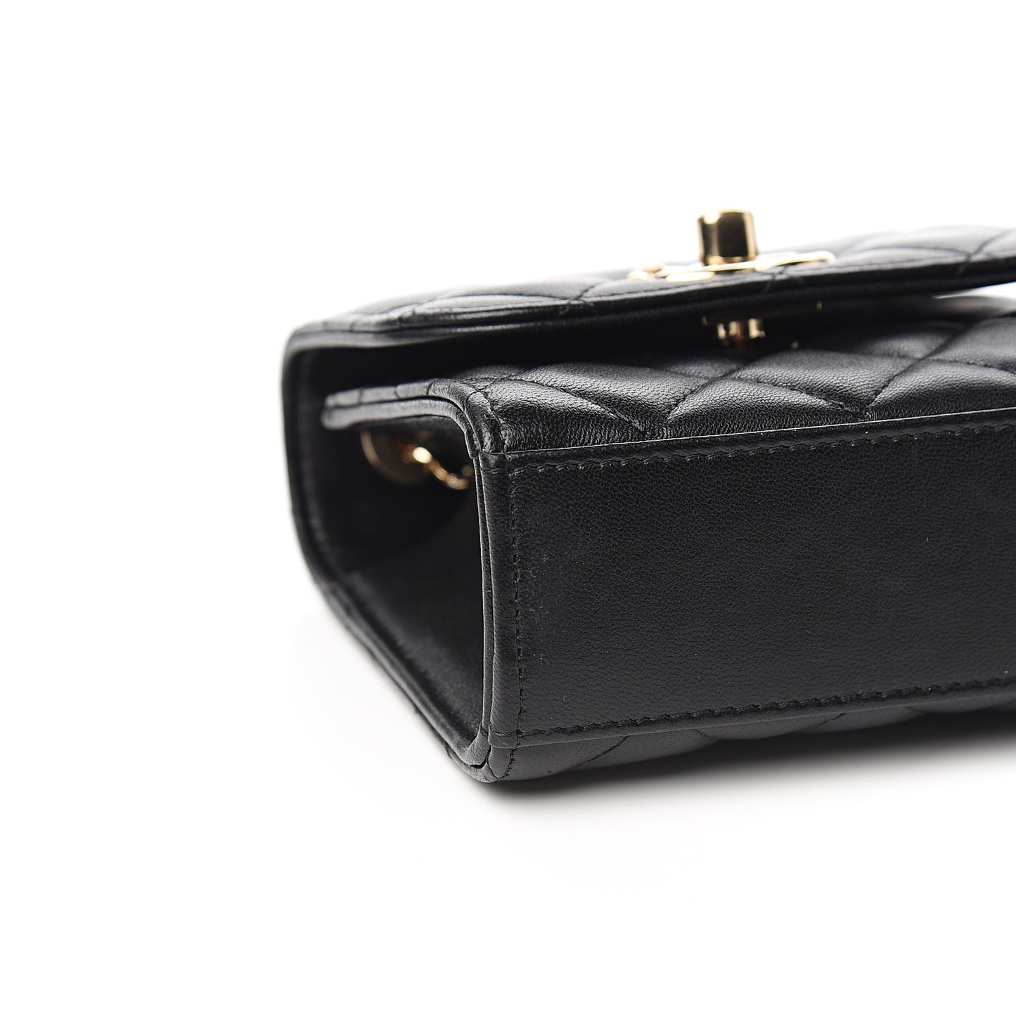 Lambskin Quilted Mini Trendy CC Chain Wallet Black