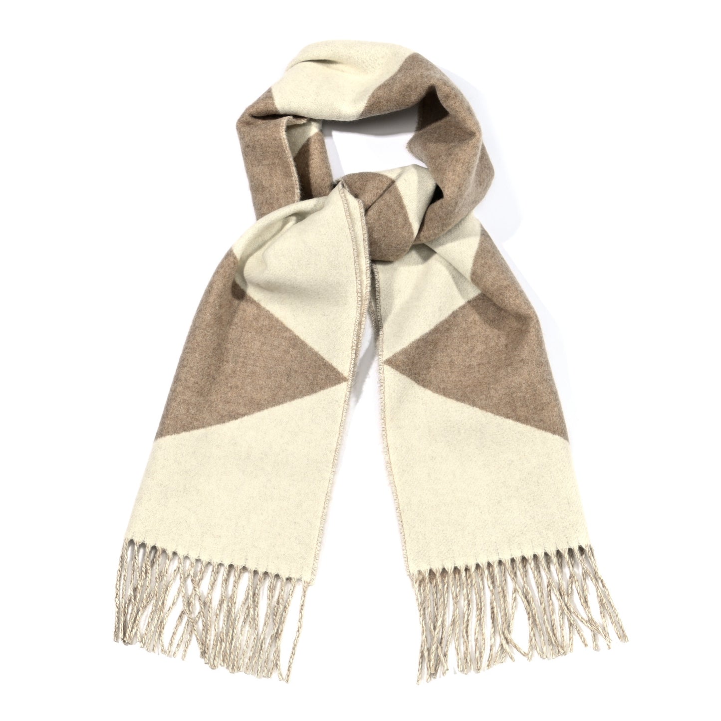 Cashmere Casaque Zig Zag Muffler Etoupe Ivory