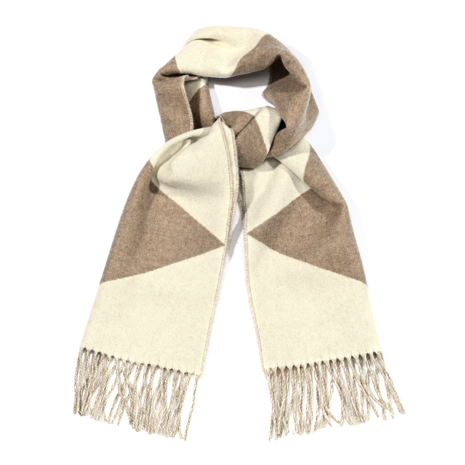 Hermes Cashmere Casaque Zig Zag Muffler Etoupe Ivory 1 of 5