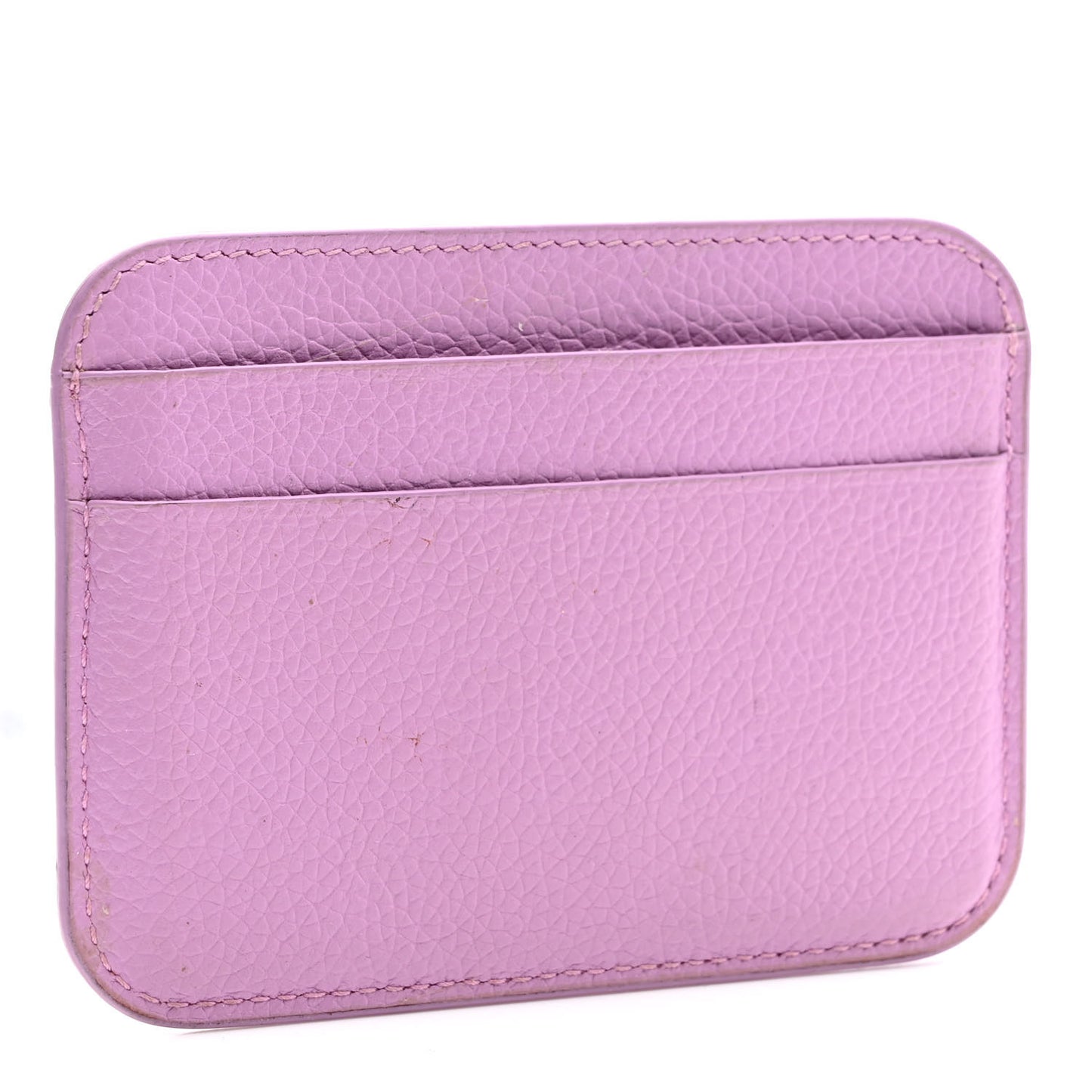 Grained Calfskin Logo Cash Rounded Card Holder Lilac Black