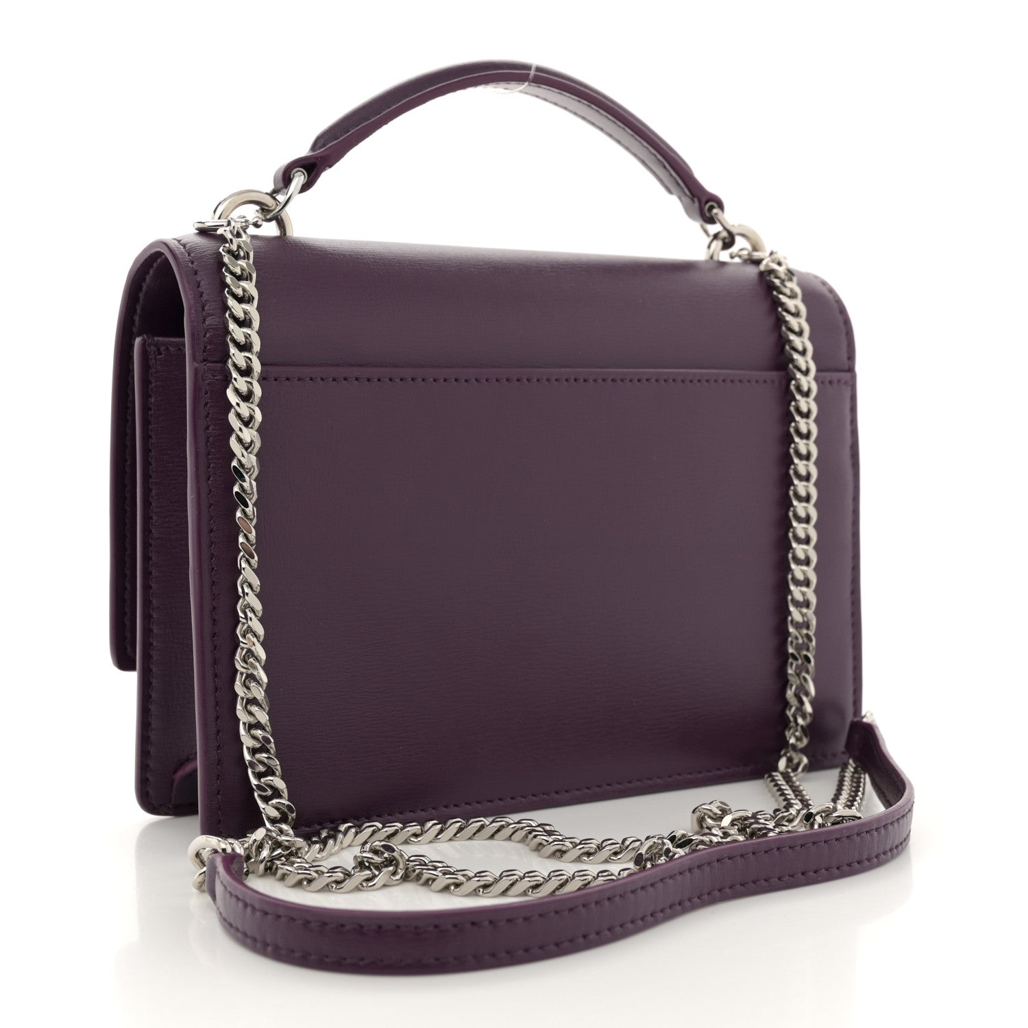 Saint Laurent Calfskin Monogram Sunset Chain Wallet Prunia 3 of 10