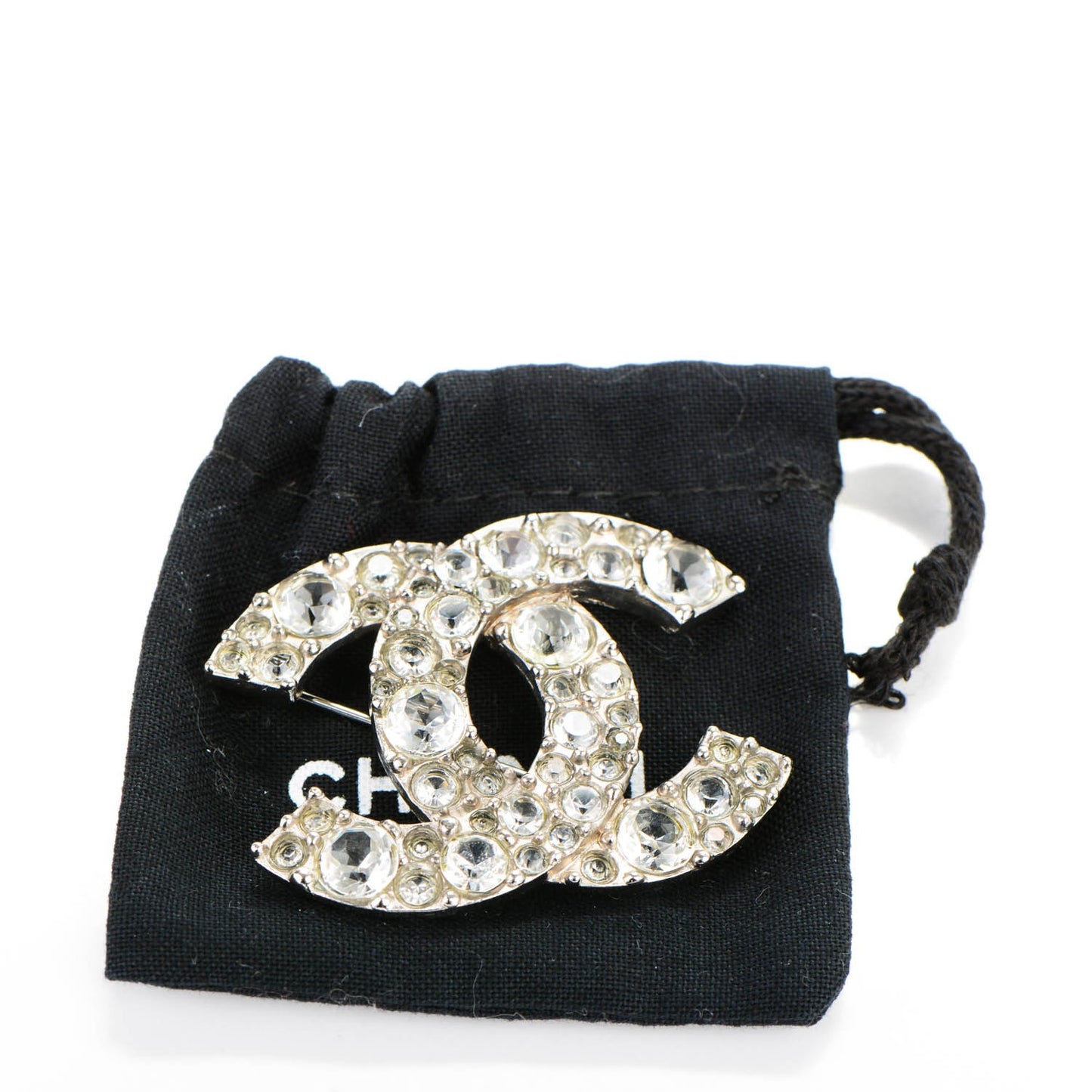 Crystal Large CC Brooch Silver