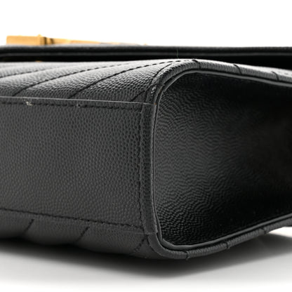 Saint Laurent Grain De Poudre Matelasse Chevron Medium Monogram Satchel Black 9 of 14