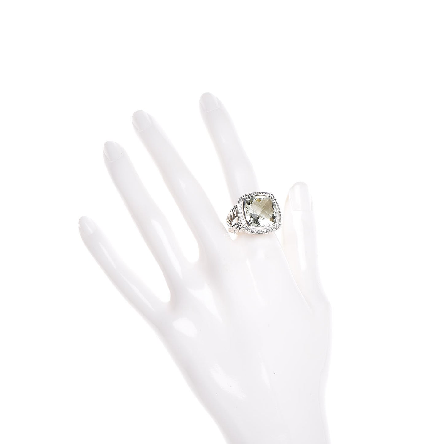 Sterling Silver Diamond Prasiolite 14mm Albion Ring 54 7