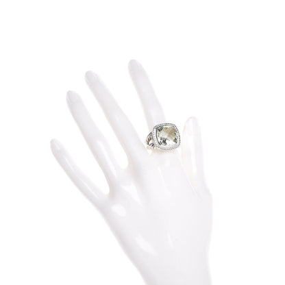 David Yurman Sterling Silver Diamond Prasiolite 14mm Albion Ring 54 7 4 of 5