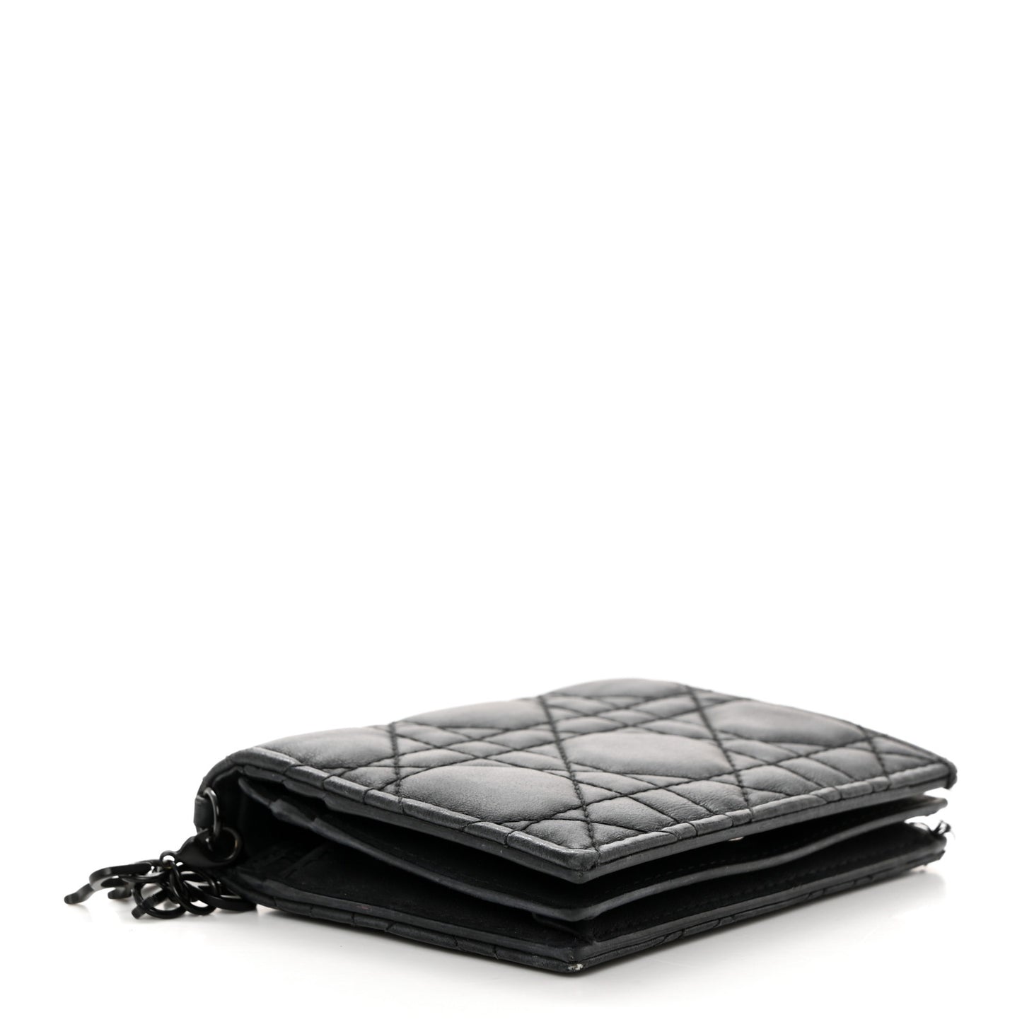 Ultra Matte Calfskin Small Lady Dior Flap Card Holder Black