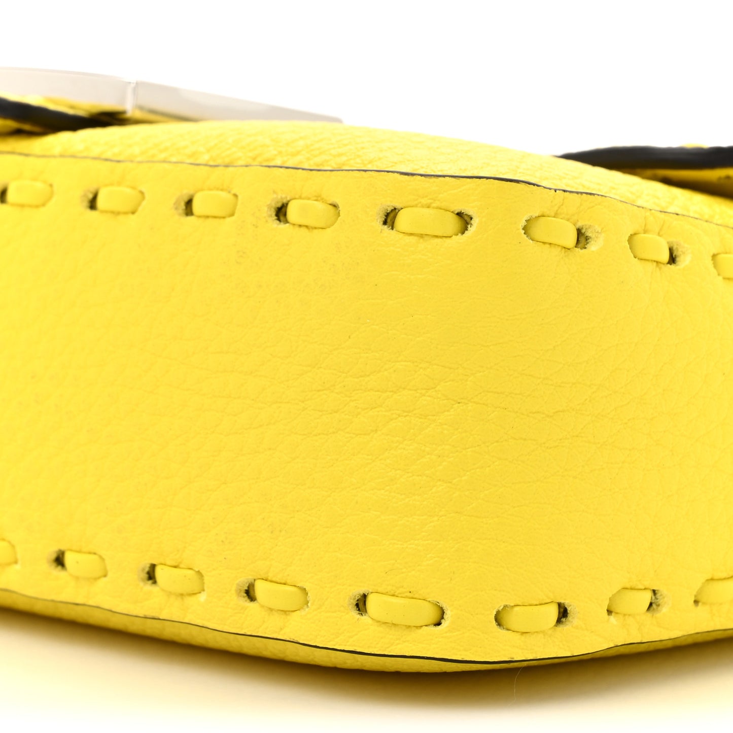 Cuoio Roma Sellerissima Nappa Sintetica Tape Stitch Mini Baguette Acid Yellow
