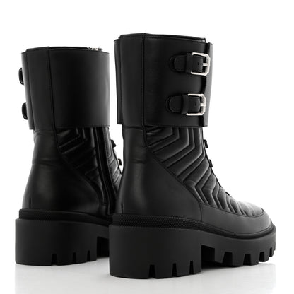 Gucci Nappa Frances GG Matelasse Platform Combat Boots 36 Black 4 of 9