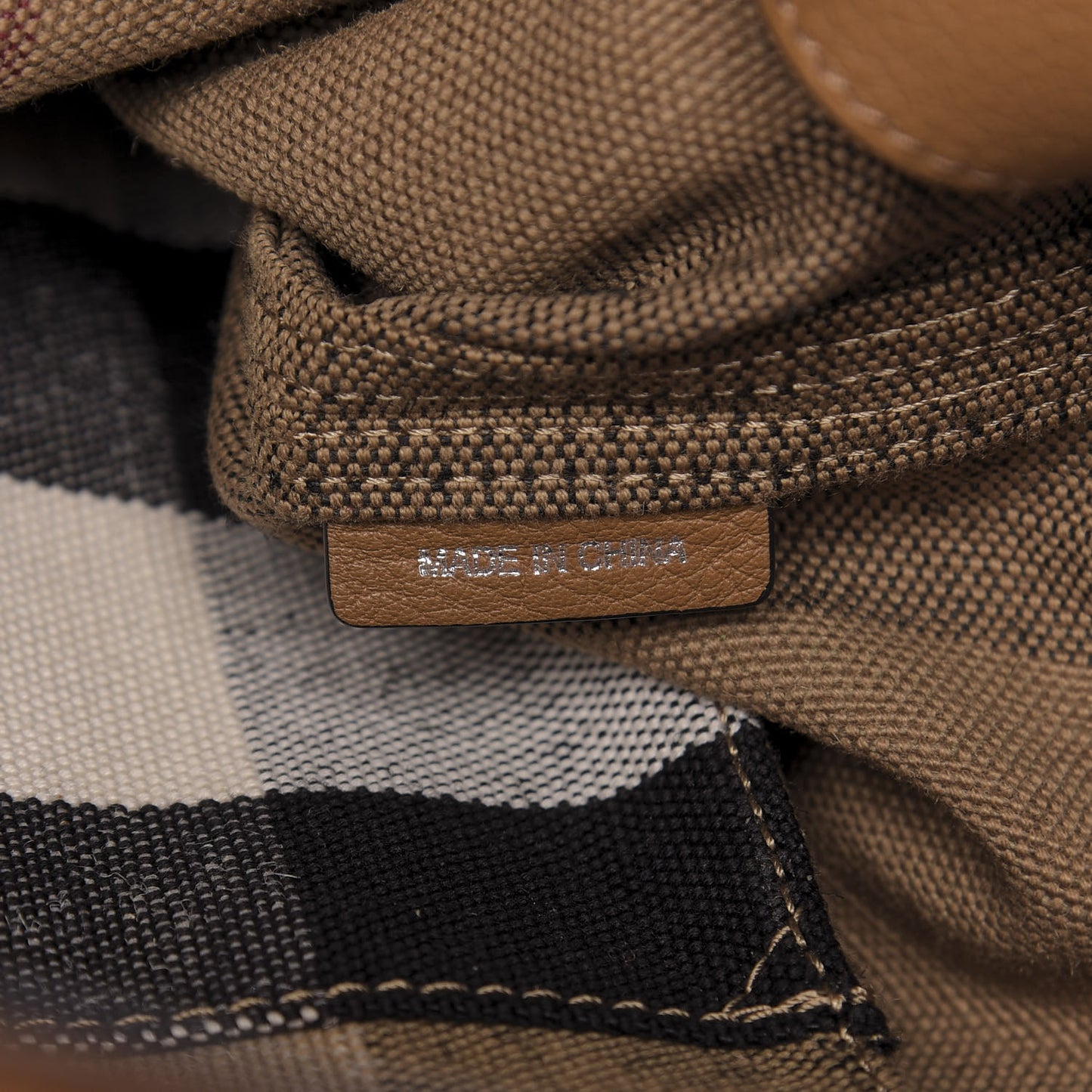 Grainy Calfskin Canvas Mega Check Medium Ashby Tassel Hobo Saddle Brown