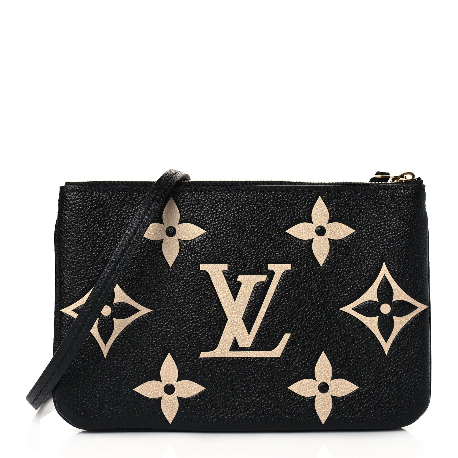 Louis Vuitton Empreinte Monogram Giant Double Zip Pochette Black Cream 1 of 11