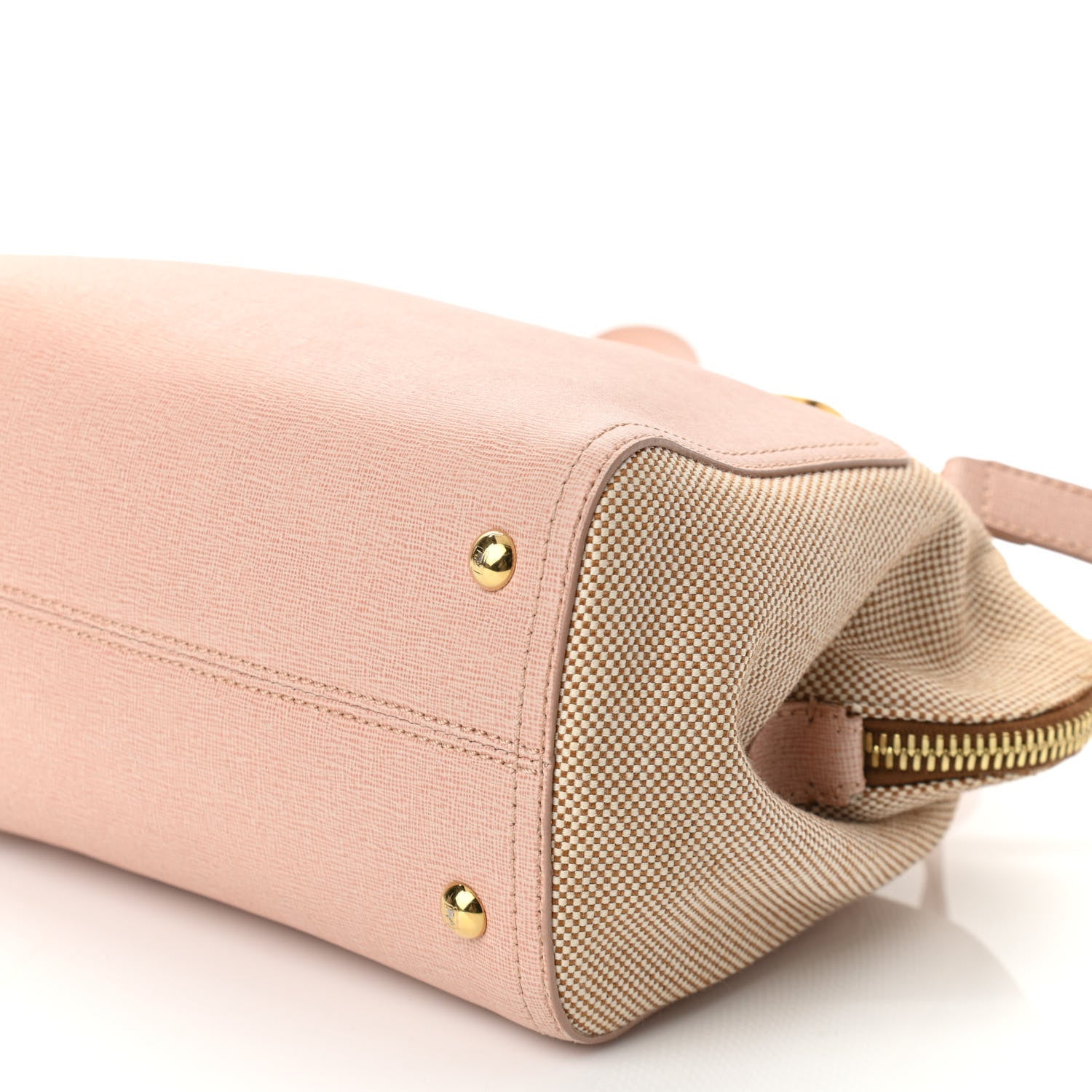 Fendi Vitello Elite Canvas Small Chameleon Tote Beige Cipria 10 of 12