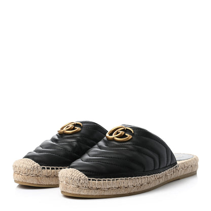 Gucci Nappa Matelasse GG Marmont Espadrille Slippers 38 Black 3 of 9