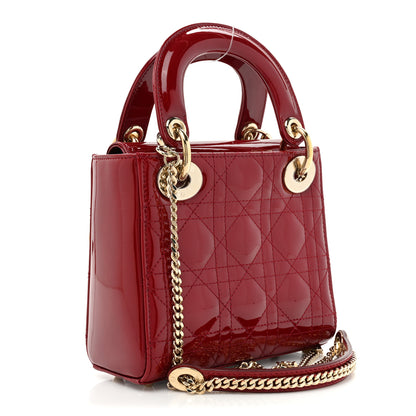 Christian Dior Patent Cannage Mini Lady Dior Red 3 of 10