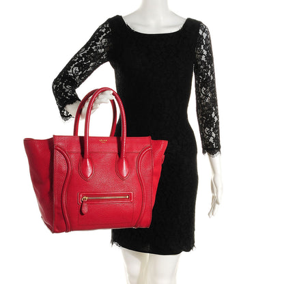 Celine Pebbled Calfskin Mini Luggage Red 2 of 8