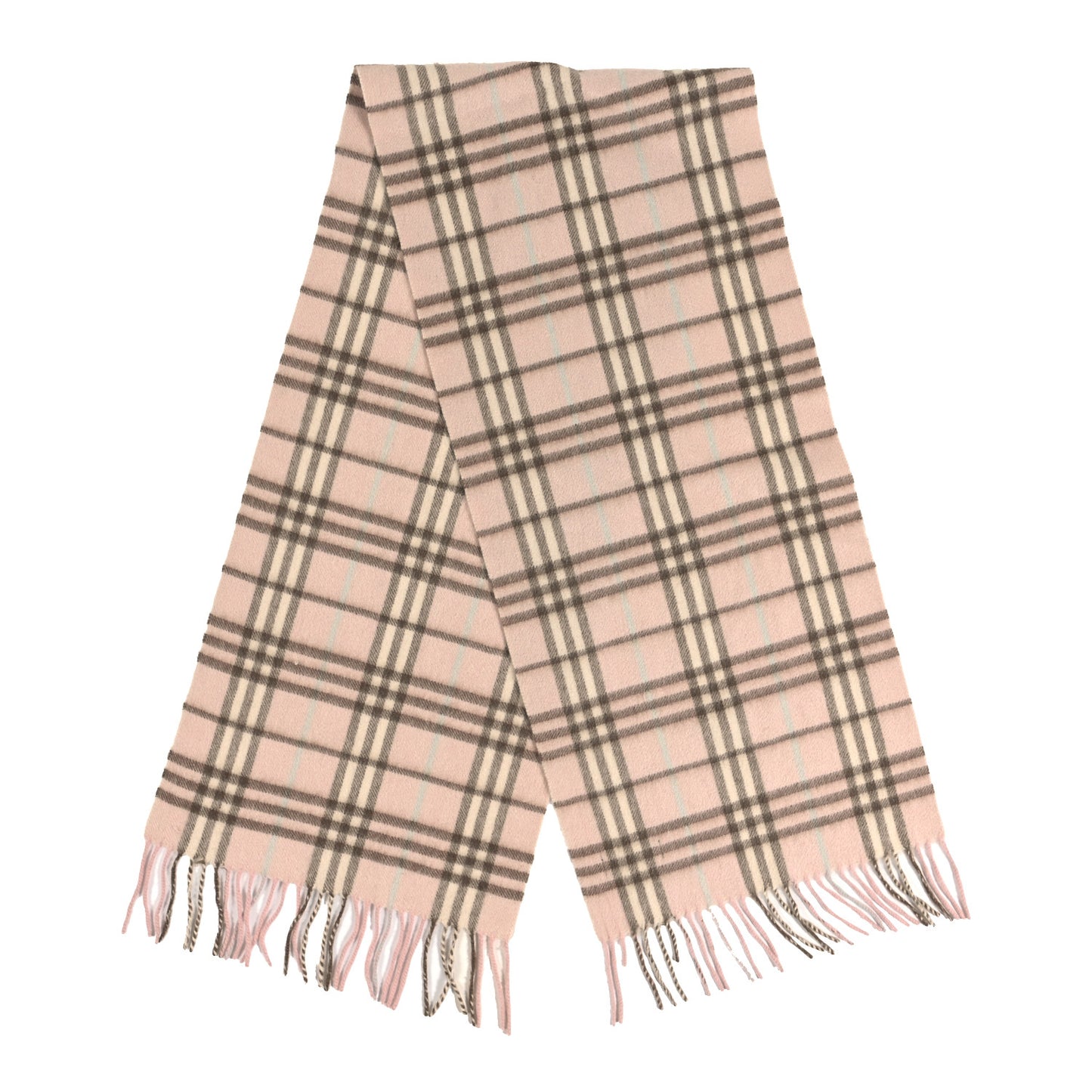 Cashmere Check Fringe Scarf Pink
