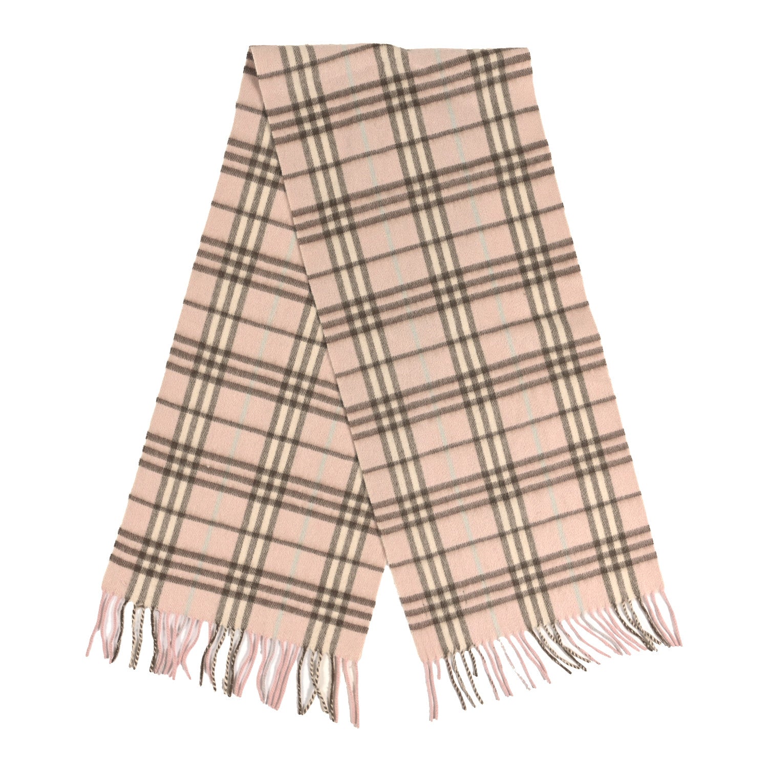 Burberry Cashmere Check Fringe Scarf Pink 2 of 4