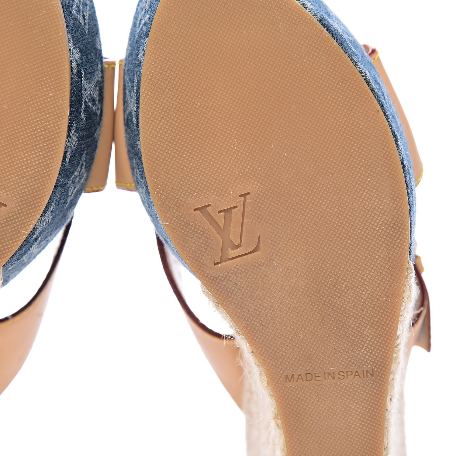 Louis Vuitton Vachetta Denim Juan Les Pins Espadrille Wedge Heels 38 Blue 8 of 12