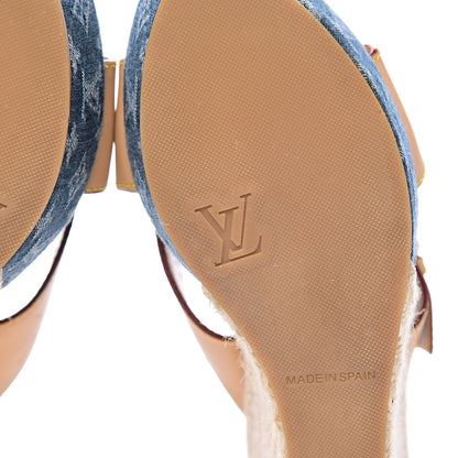 Louis Vuitton Vachetta Denim Juan Les Pins Espadrille Wedge Heels 38 Blue 8 of 12