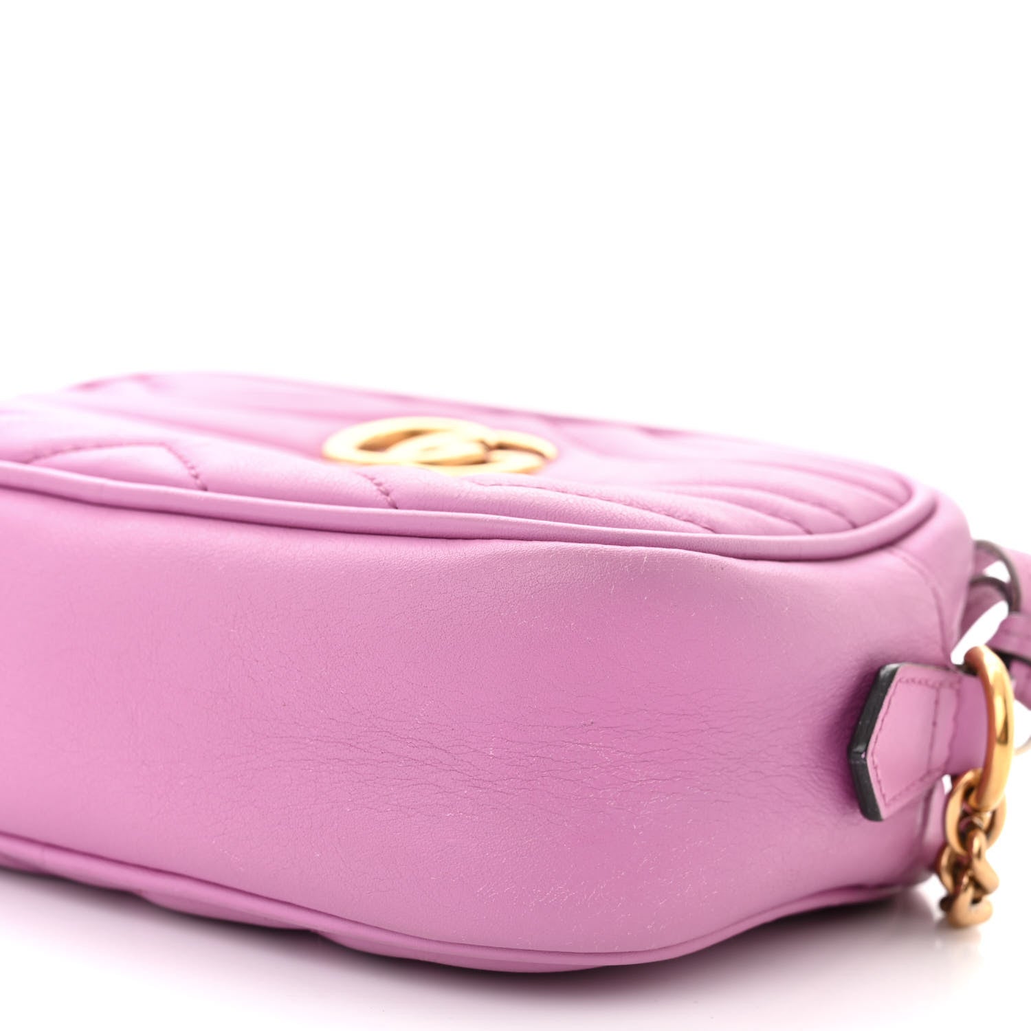 Gucci Calfskin Matelasse Mini GG Marmont Chain Shoulder Bag Candy Mousse 10 of 12
