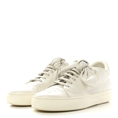 Chanel Crumpled Calfskin Womens CC Bow Sneakers 37.5 White 3 of 8