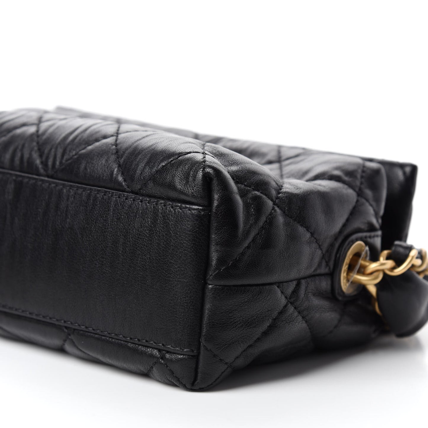 Crumpled Lambskin Quilted Small CC Links Shoulder Bag Black