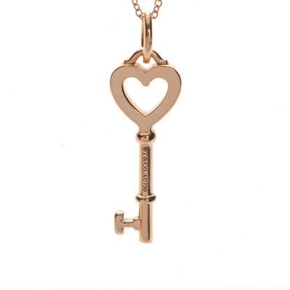 Tiffany 18K Yellow Gold Mini Heart Key Pendant Necklace 4 of 8