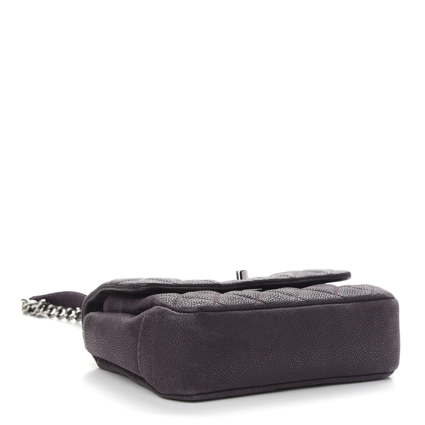 Iridescent Caviar Quilted Small Lady Pearly Flap Plum
