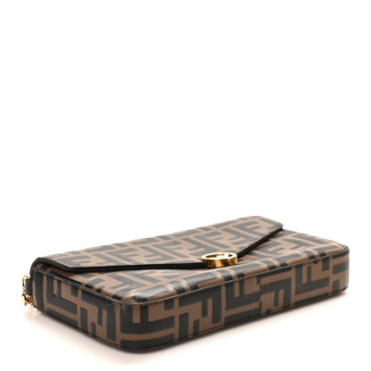 Fendi Vitello Soft F is Fendi Bi-Color FF 1974 Embossed Envelope Wallet On Chain with Pouches Maya Black 5 of 12