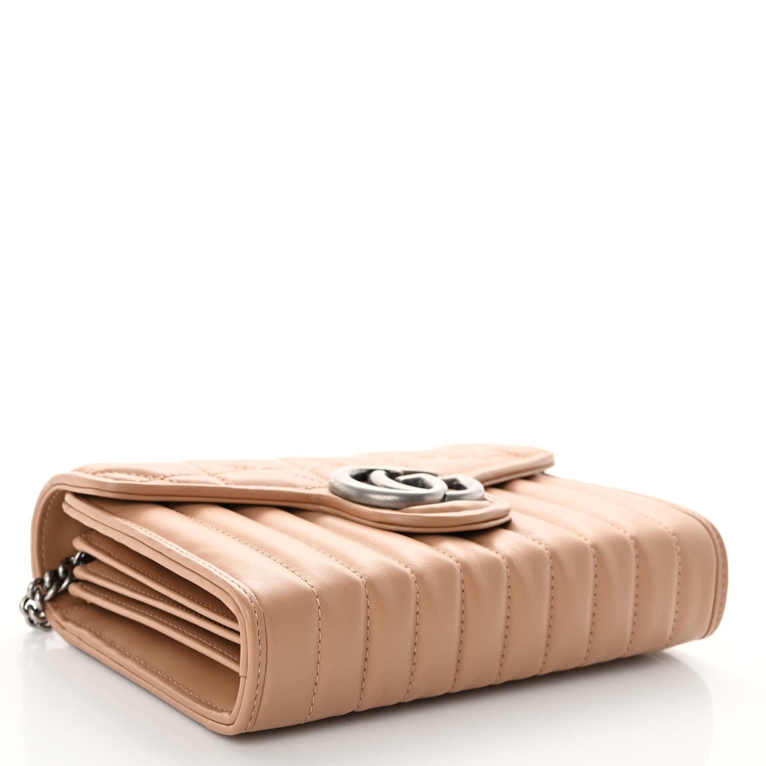 Gucci Calfskin Matelasse Aria GG Marmont Chain Wallet Camelia 4 of 9